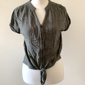 Olive tie-front shirt